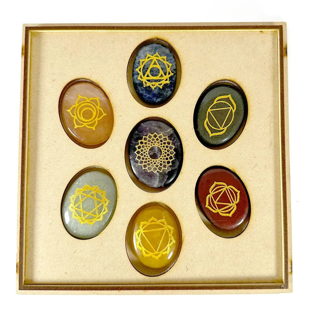 7 Chakra Oval Disk Set In Presentation Box Primal Chakra
