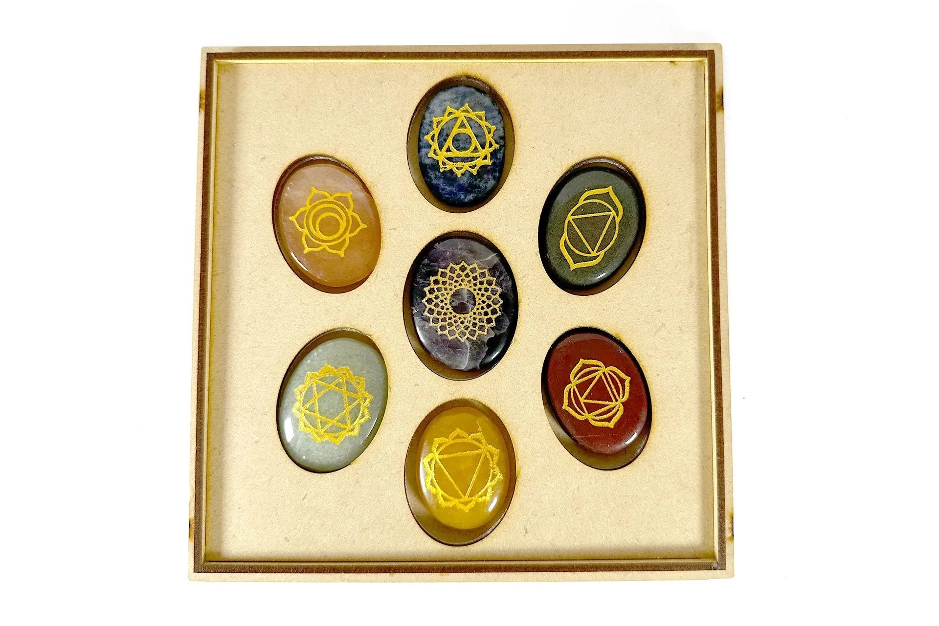 7 Chakra Oval Disk Set In Presentation Box Primal Chakra