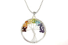 Round Tree Of Life 7 Chakra Crystal Pendant with Silver Chain Primal Chakra