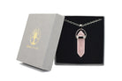Rose Quartz Contemporary Dagger Pendant with a Silver Chain Primal Chakra
