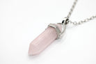 Rose Quartz Contemporary Dagger Pendant with a Silver Chain Primal Chakra