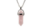 Rose Quartz Contemporary Dagger Pendant with a Silver Chain Primal Chakra