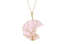 Rose Quartz Crystal Crescent Moon Pendant with Gold Chain Primal Chakra