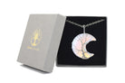 Opal Crystal Crescent Moon Pendant with Silver Chain Primal Chakra
