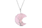 Rose Quartz Crystal Crescent Moon Pendant with Silver Chain Primal Chakra
