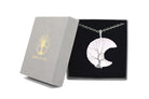 Clear Quartz Crystal Crescent Moon Pendant with Silver Chain Primal Chakra