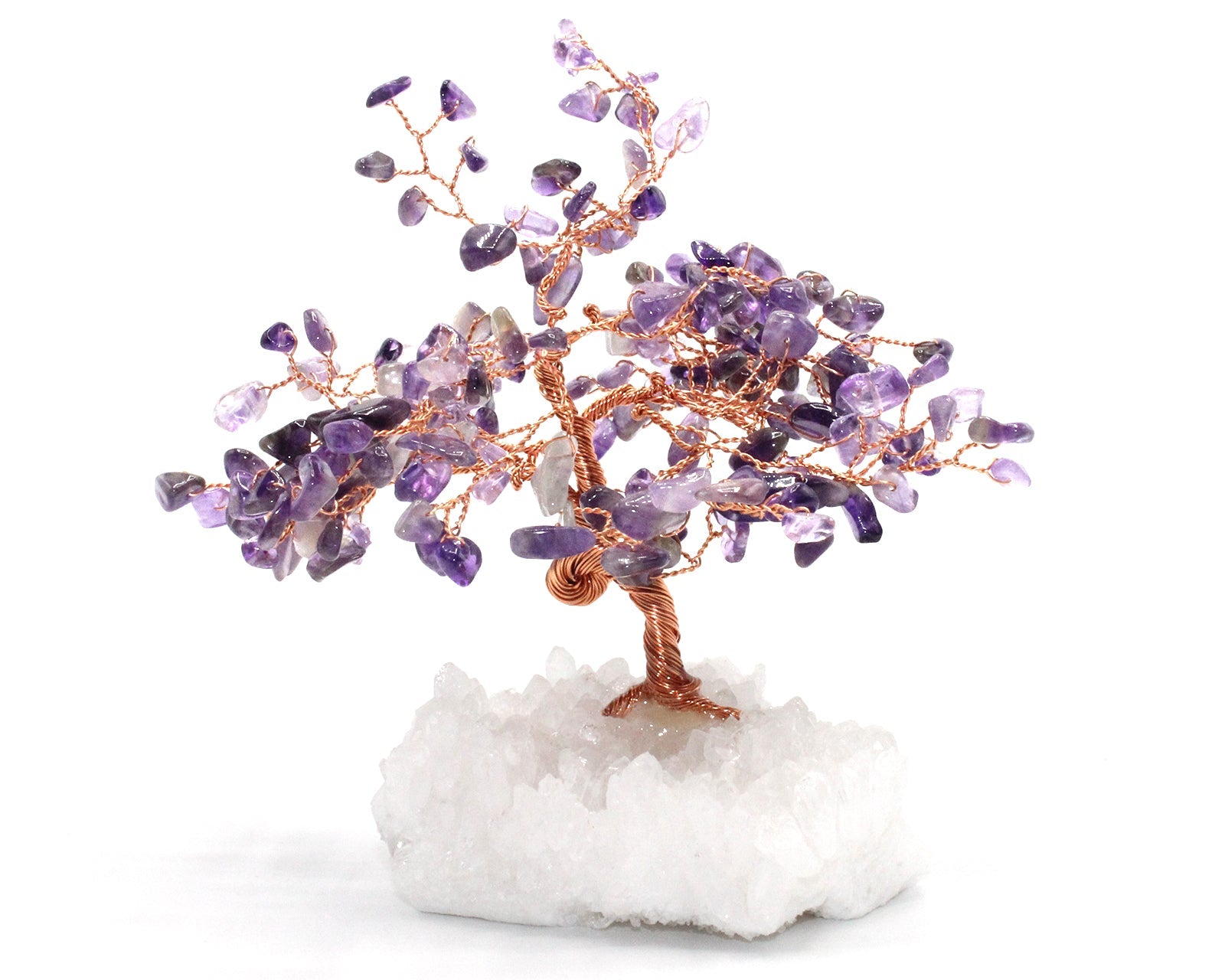 Reiki Energy Charged Crystal Tree Of Life With Amethyst Crystals On A Solid White Quartz Base Primal Chakra