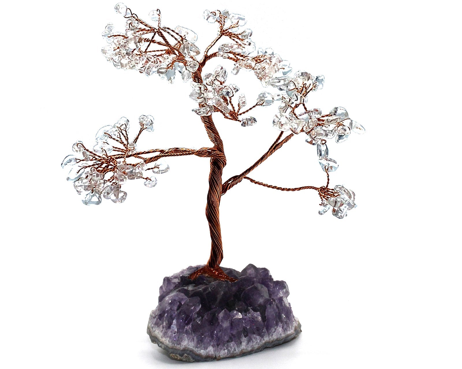 Reiki Energy Charged Crystal Tree Of Life With Clear Quartz Crystals On A Solid Amethyst Base Primal Chakra