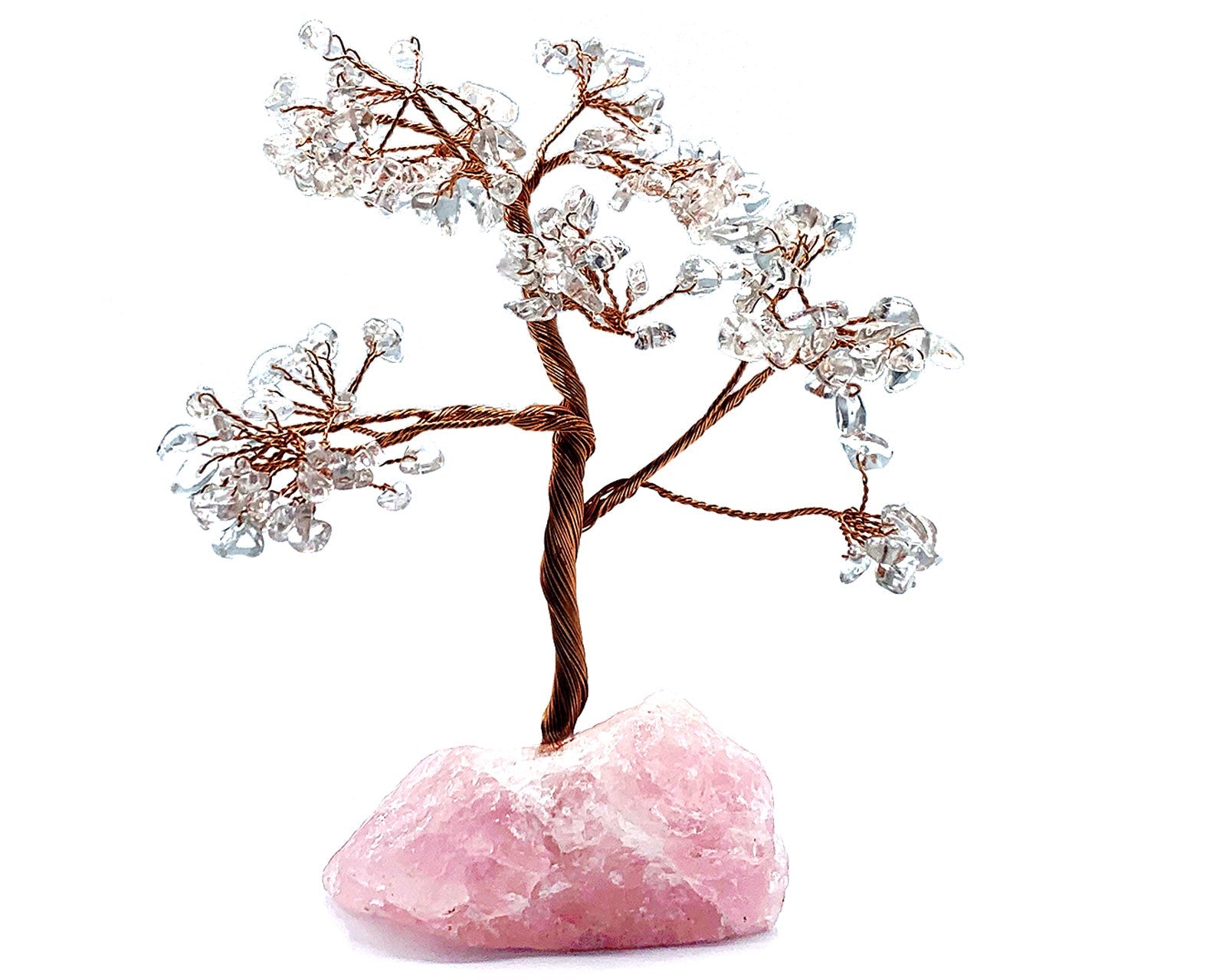 Reiki Energy Charged Crystal Tree Of Life With Clear Quartz Crystals On A Solid Rose Quartz Base Primal Chakra