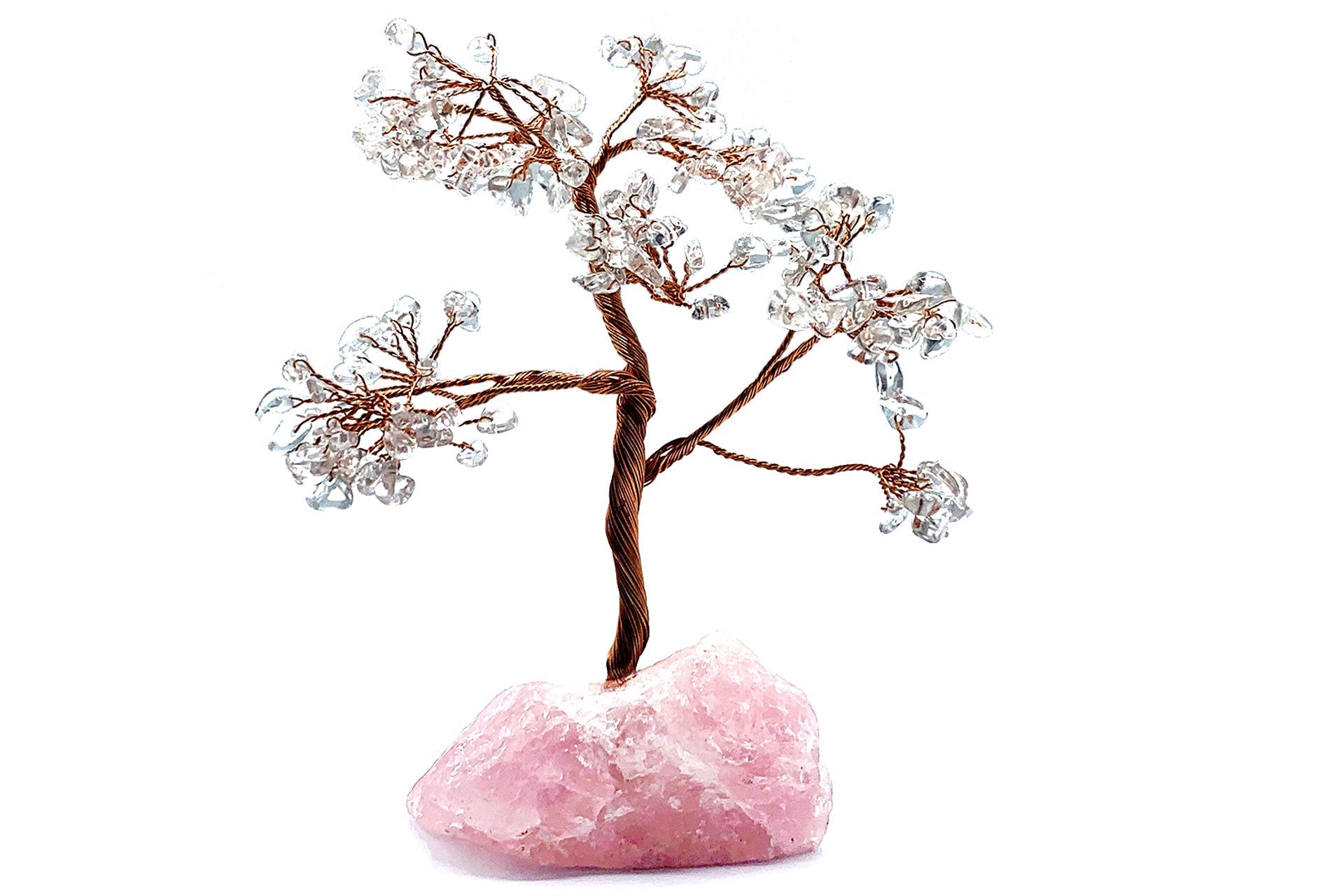 Reiki Energy Charged Crystal Tree Of Life With Clear Quartz Crystals On A Solid Rose Quartz Base Primal Chakra