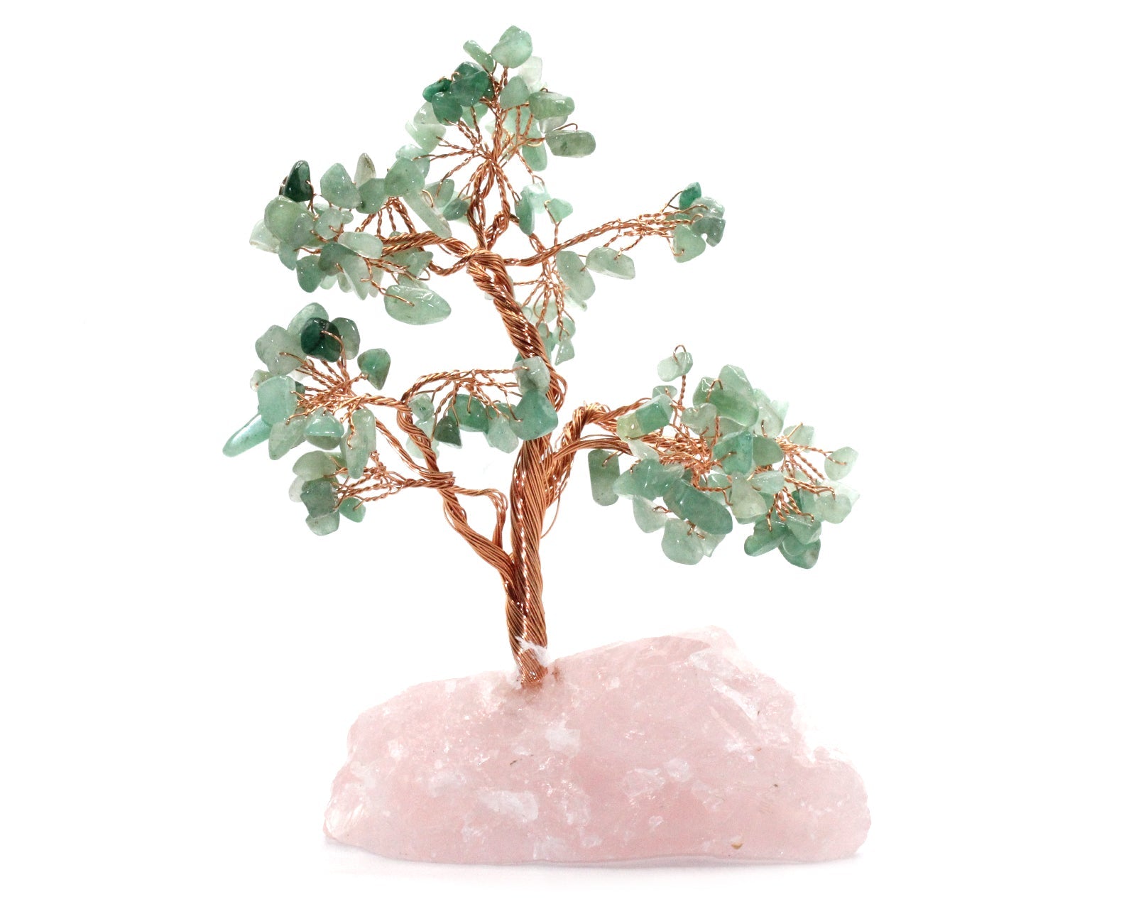 Reiki Energy Charged Crystal Tree Of Life With Green Aventurine Crystals On A Solid Rose Quartz Base Primal Chakra