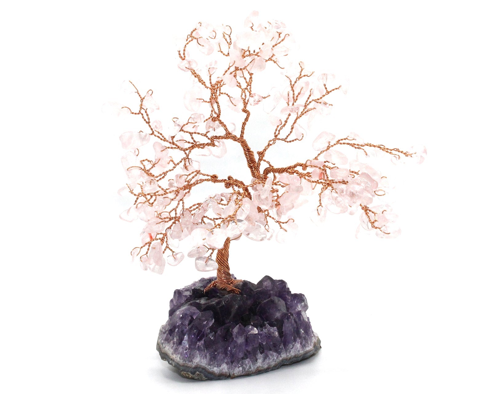 Reiki Energy Charged Crystal Tree Of Life With Rose Quartz Crystals On A Solid Amethyst Base Primal Chakra
