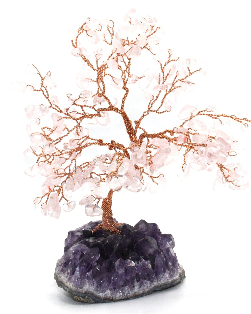 Reiki Energy Charged Crystal Tree Of Life With Rose Quartz Crystals On A Solid Amethyst Base Primal Chakra