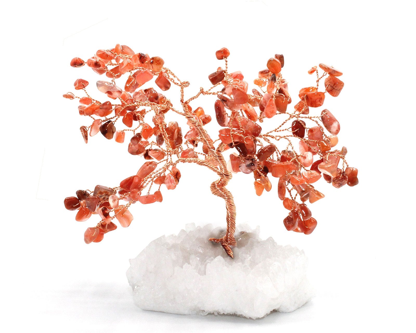 Reiki Energy Charged Crystal Tree Of Life With Red Jasper Crystals On A Solid White Quartz Base Primal Chakra