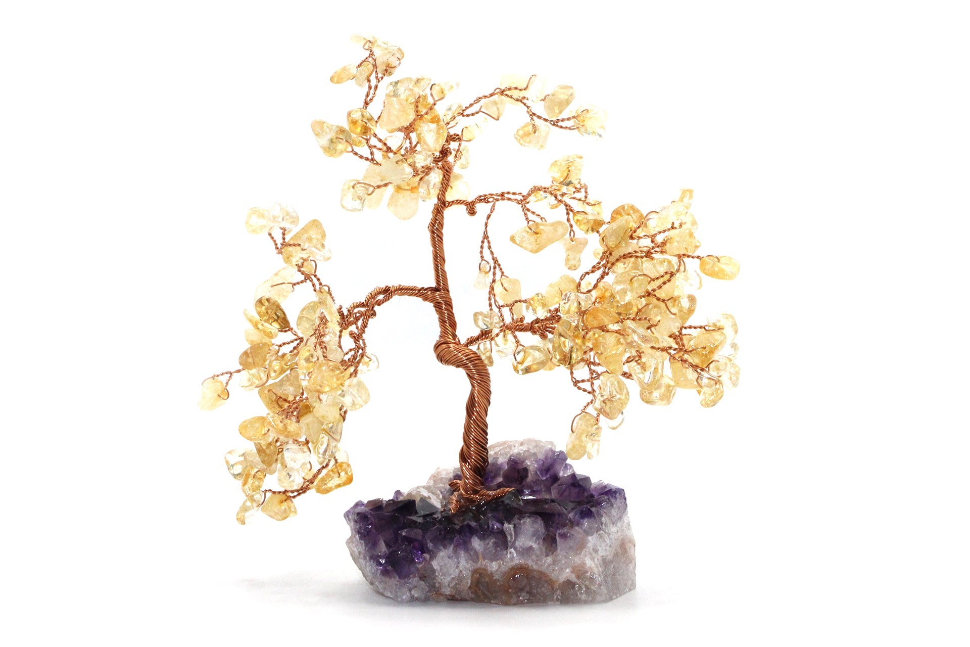 Reiki Energy Charged Crystal Tree Of Life With Yellow Citrine Crystals On A Solid Amethyst Base Primal Chakra