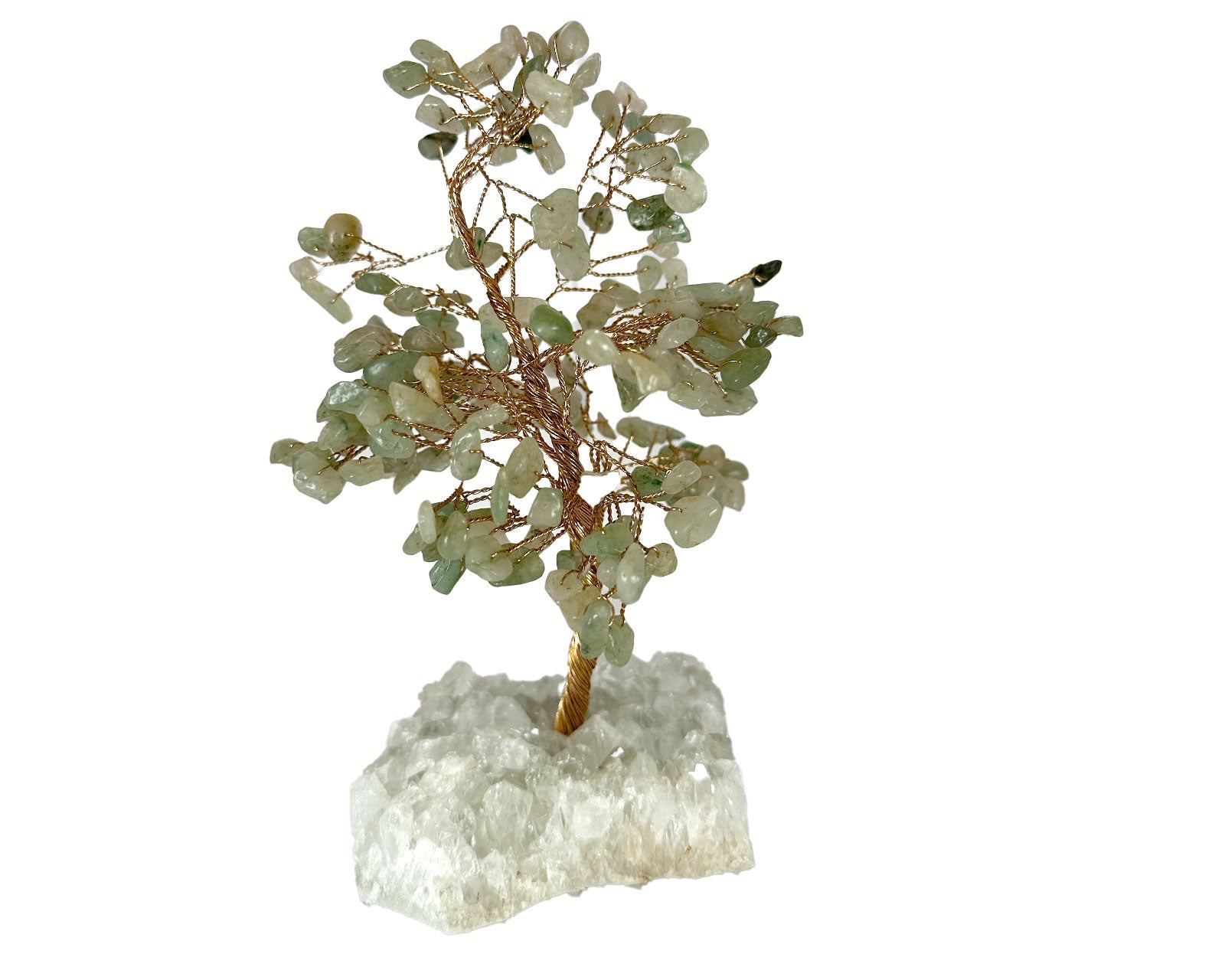Reiki Energy Charged Crystal Tree Of Life With Green Aventurine Crystals On A Solid White Quartz Base Primal Chakra