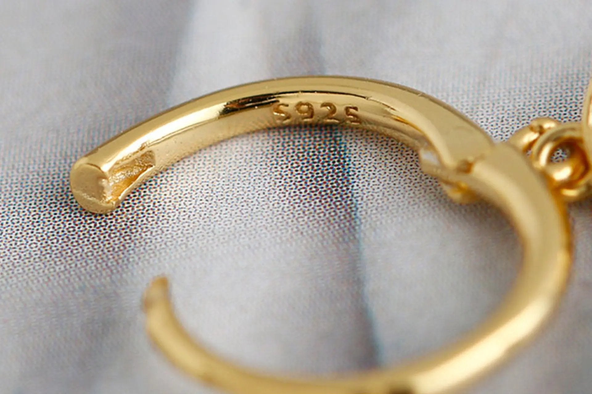 18K Gold Plated Hamsa Hand Drop Earrings With White Zirconia Embellishment Primal Chakra