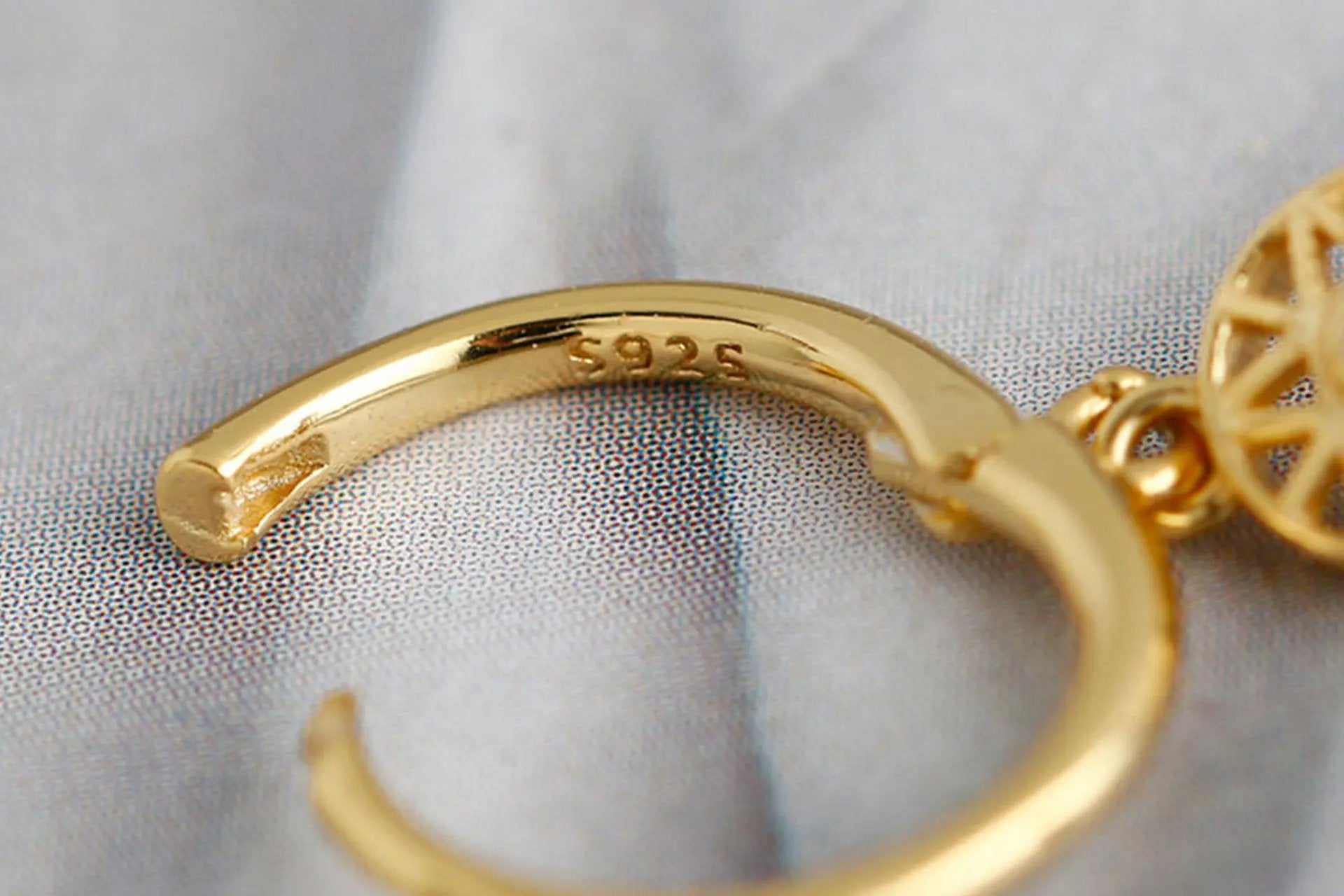 18K Gold Plated Hamsa Hand Cut Out Drop Earrings With White Zirconia Embellishment Primal Chakra