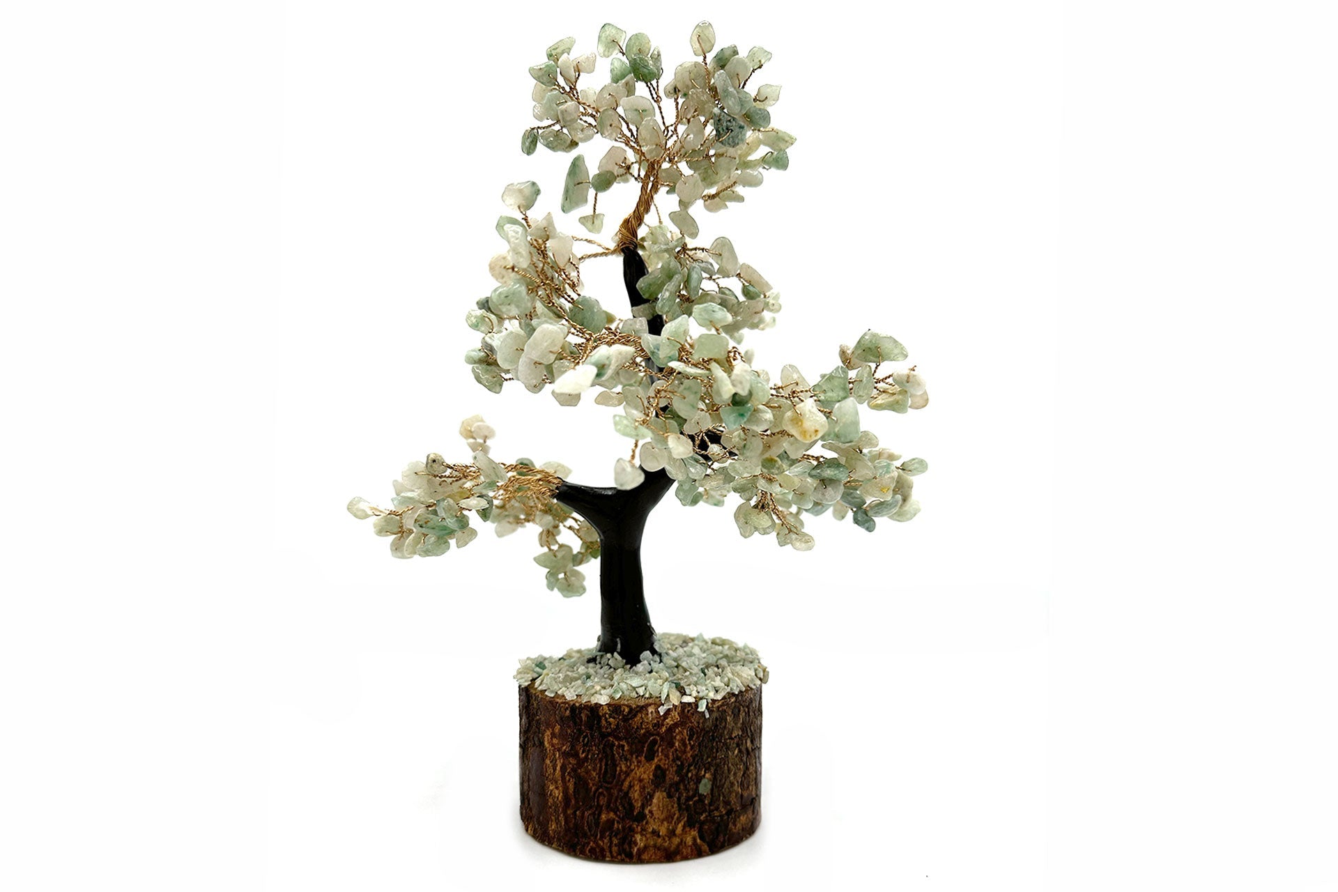 Reiki Energy Charged Green Aventurine Wood Base Tree Of Life Primal Chakra