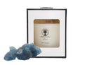 Linen 30cl Reiki Energy Charged Scented Candle with Blue Fluorite Crystal Primal Chakra