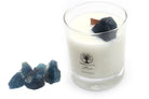 Linen 30cl Reiki Energy Charged Scented Candle with Blue Fluorite Crystal Primal Chakra