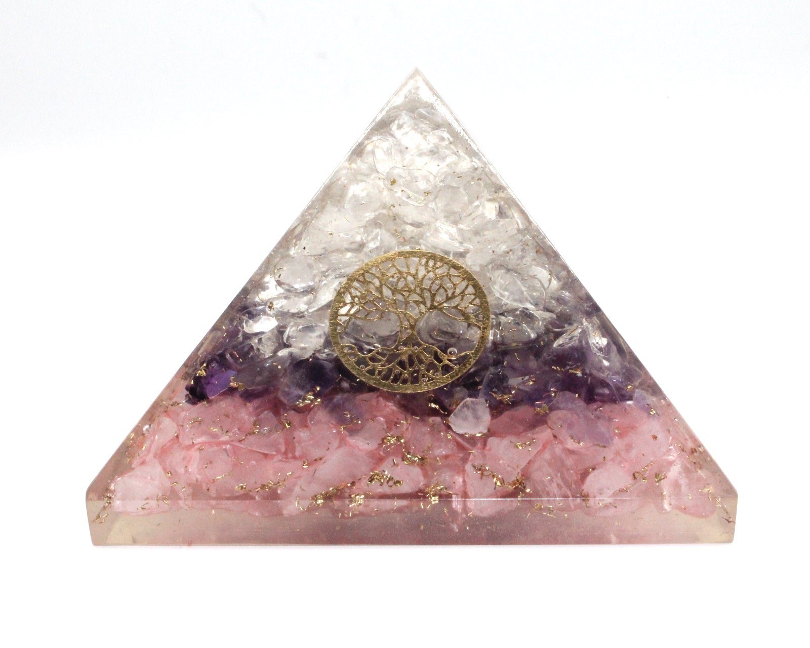 Three Layer Reiki Energy Charged Rose Quartz Pyramid Primal Chakra