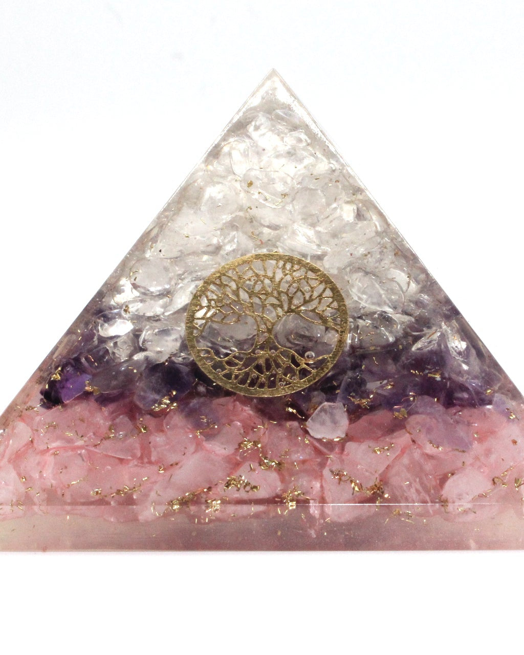 Three Layer Reiki Energy Charged Rose Quartz Pyramid Primal Chakra