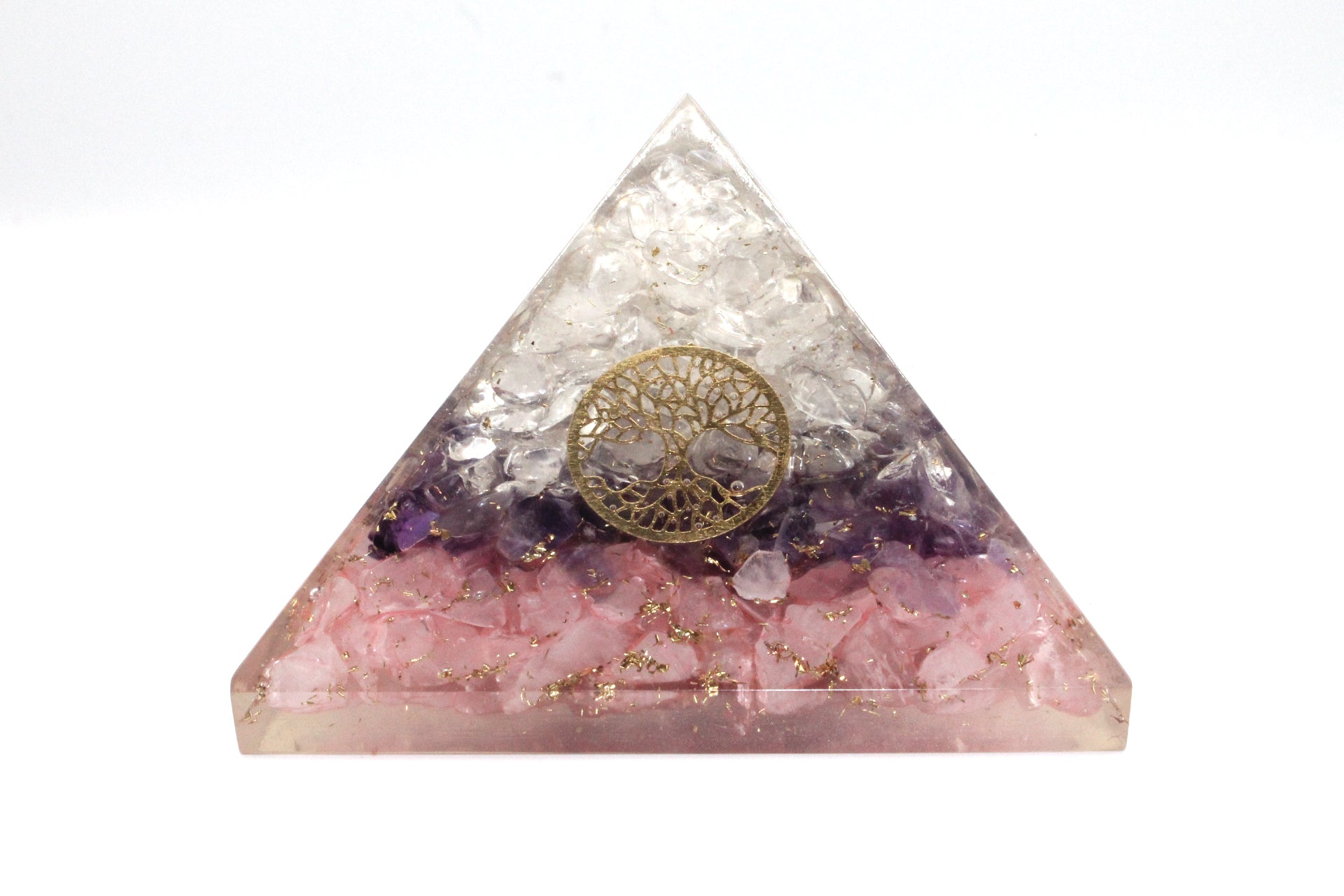 Three Layer Reiki Energy Charged Rose Quartz Pyramid Primal Chakra