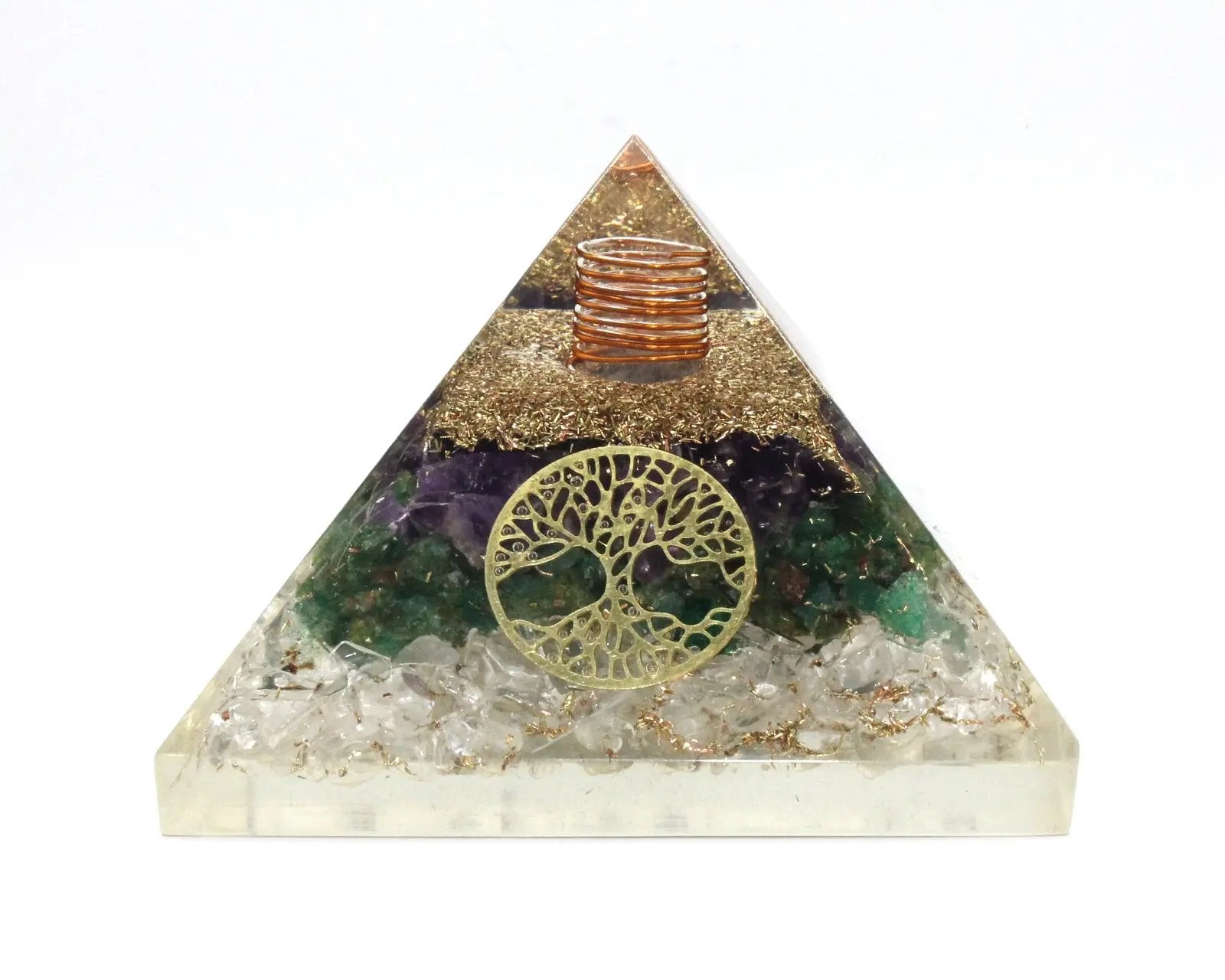 3 Layer Reiki Energy Charged Green Aventurine Crystal Pyramid Primal Chakra