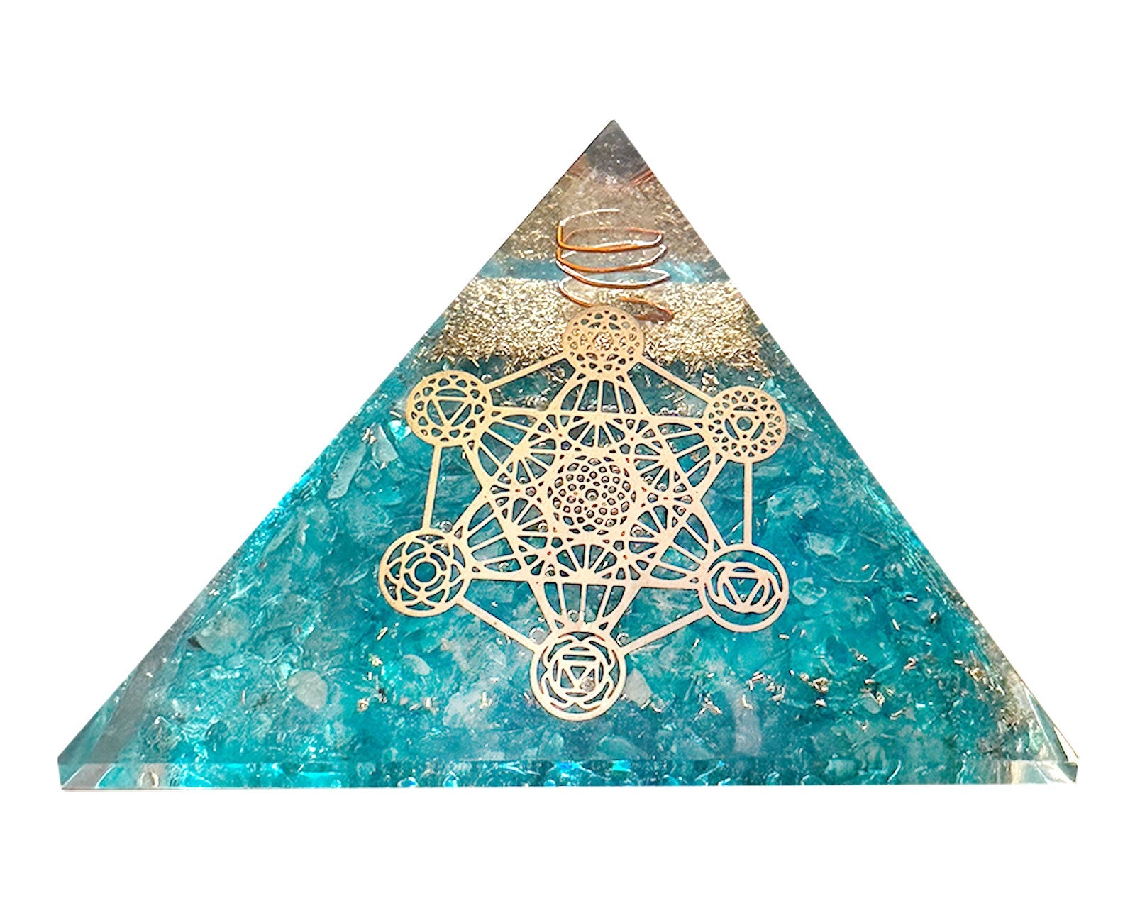 Blue Onyx Orgone Reiki Energy Charged Pyramid With Metatron Emblem Primal Chakra