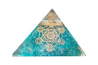 Blue Onyx Orgone Reiki Energy Charged Pyramid With Metatron Emblem Primal Chakra