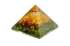 3 Layer Reiki Charged Orgone Pyramid. Green Jade, Tiger Eye & Yellow Citrine Primal Chakra