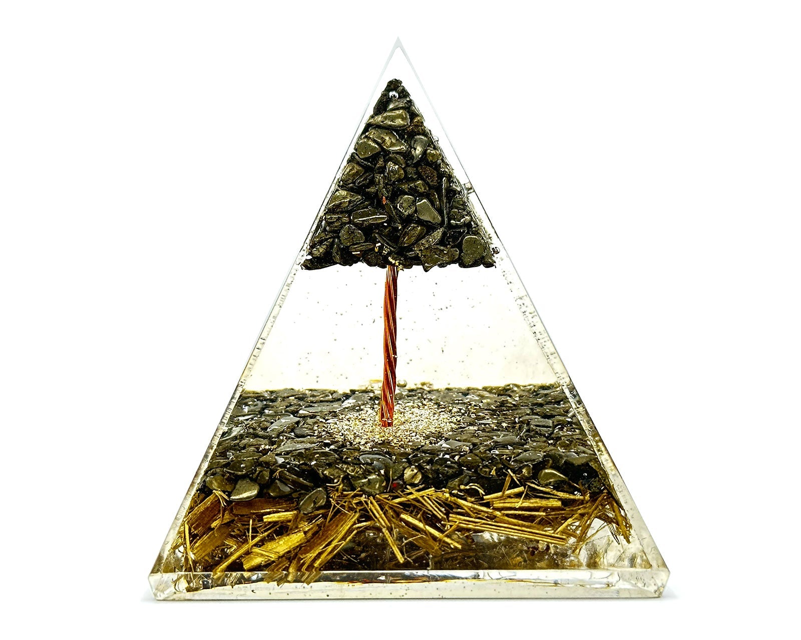Pyrite Tree Of Life Orgone Reiki Energy Charged Pyramid Primal Chakra