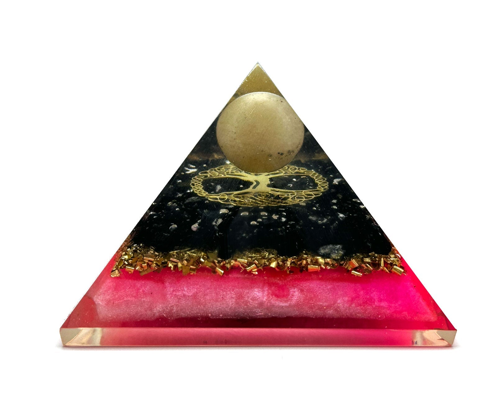 Black Tourmaline With Clear Quartz Sphere Orgone Reiki Energy Charged Pyramid Primal Chakra