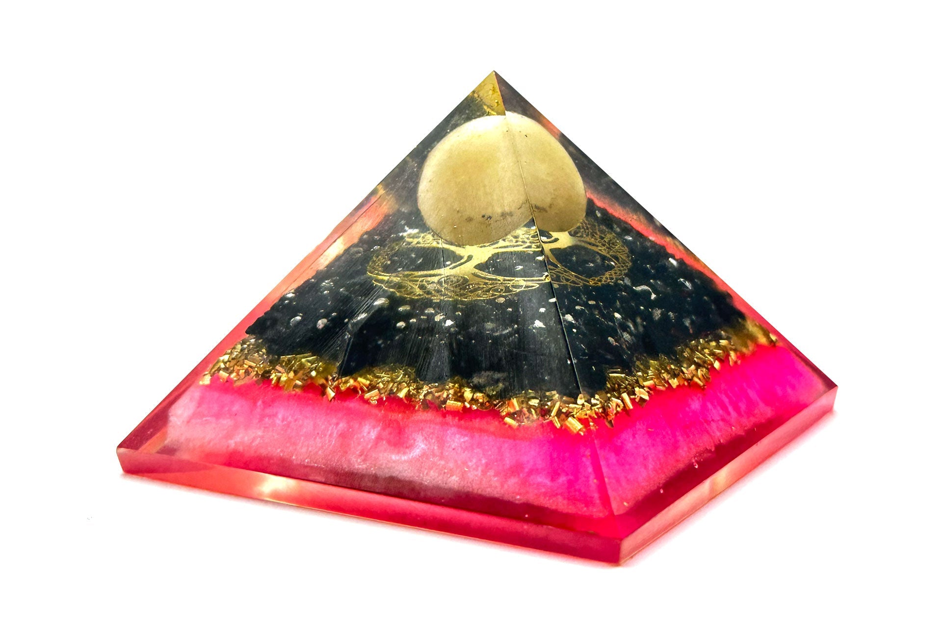 Black Tourmaline With Clear Quartz Sphere Orgone Reiki Energy Charged Pyramid Primal Chakra