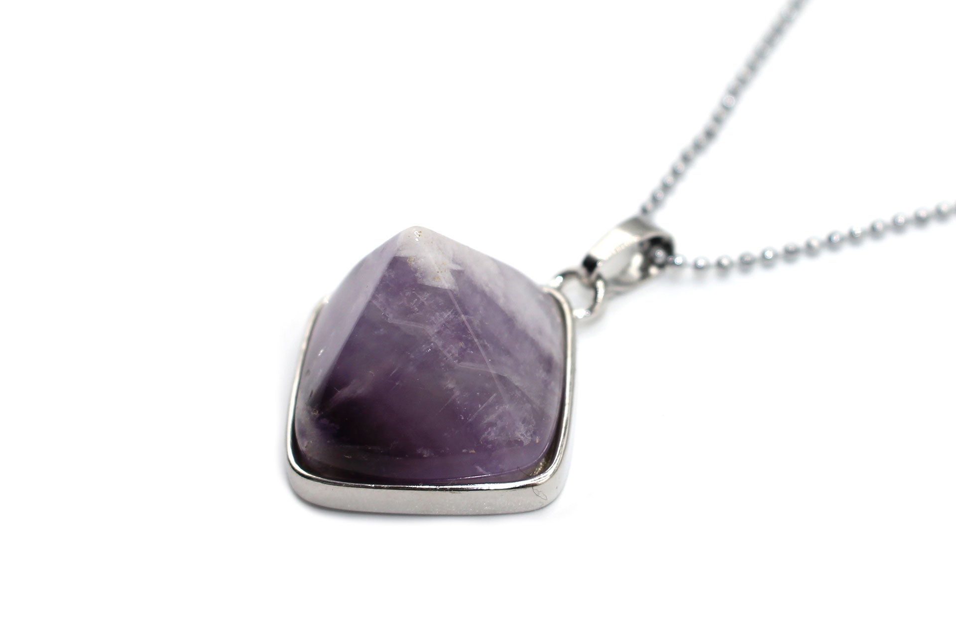 Amethyst Prism Pendant with a Silver Chain Primal Chakra