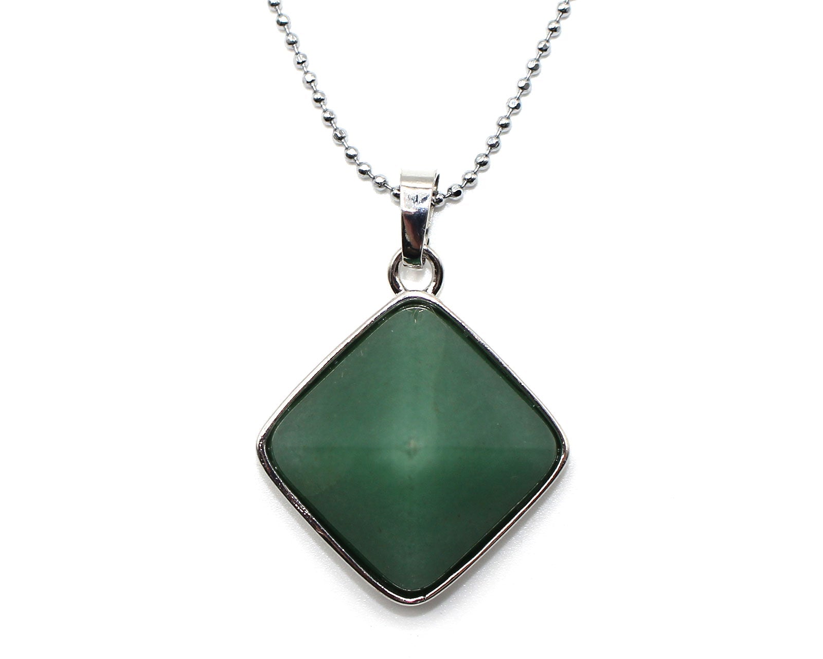 Green Aventurine Prism Pendant with a Silver Chain Primal Chakra