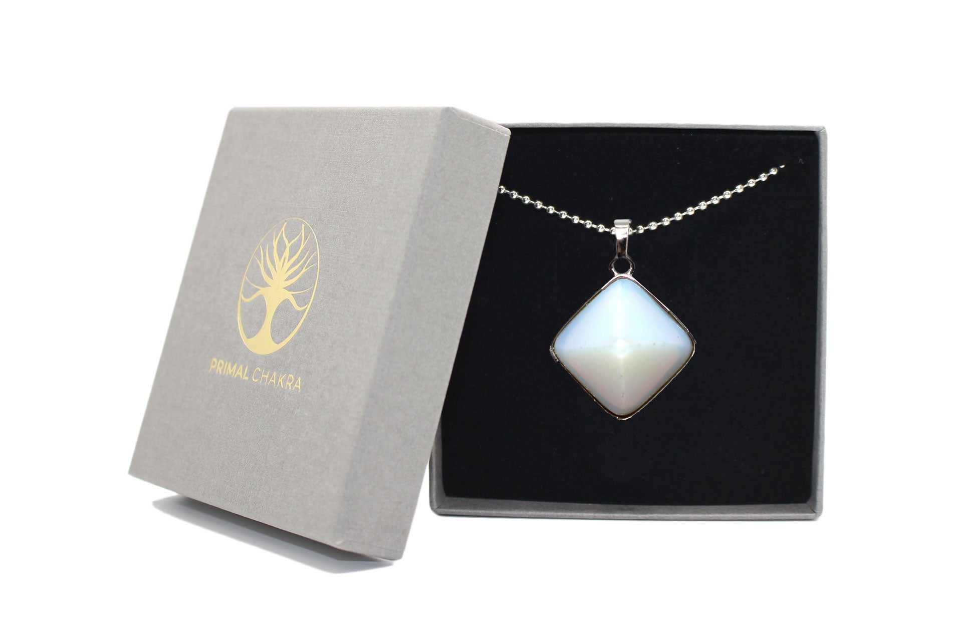 Opal Prism Pendant with a Silver Chain Primal Chakra