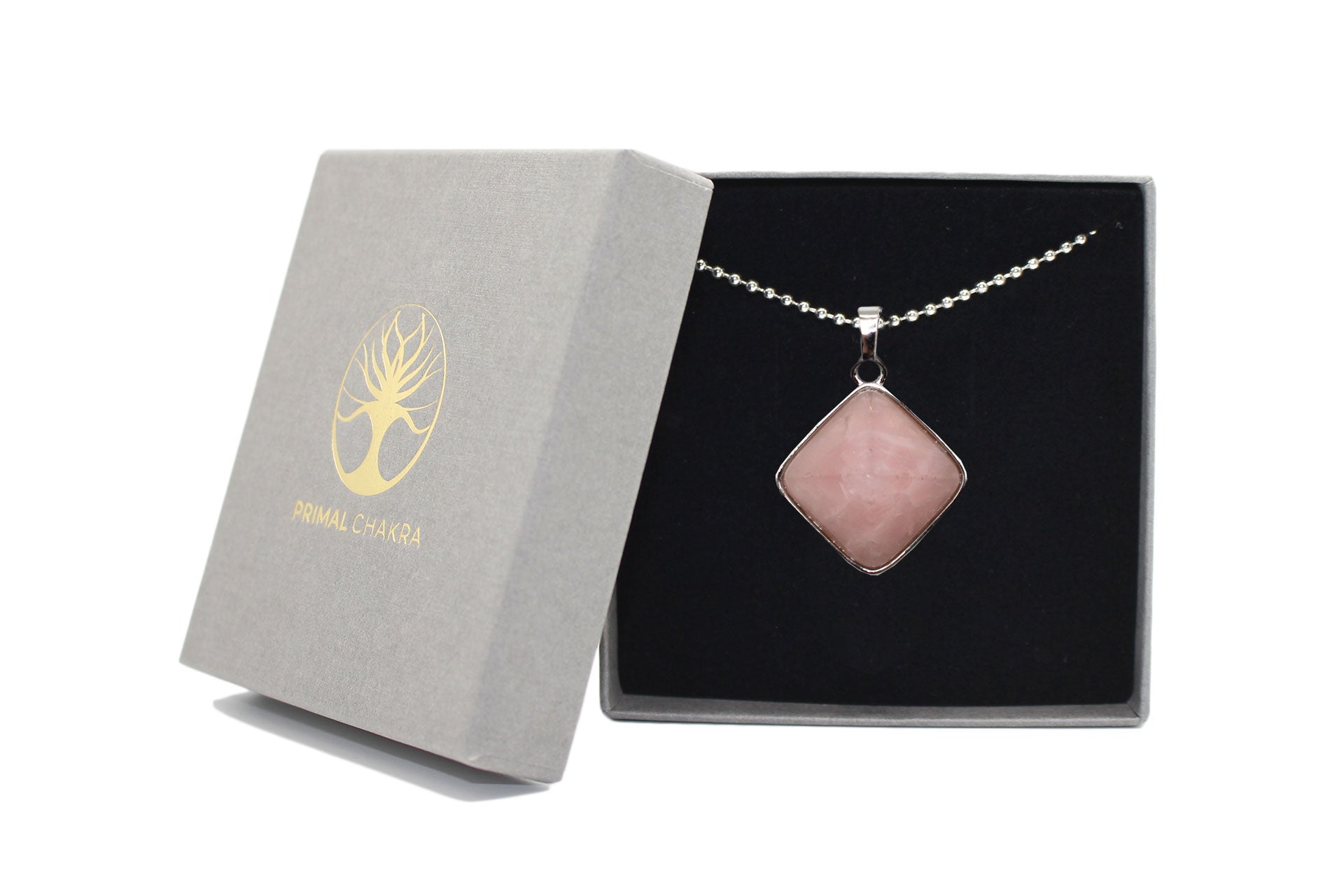Rose Quartz Prism Pendant with a Silver Chain Primal Chakra