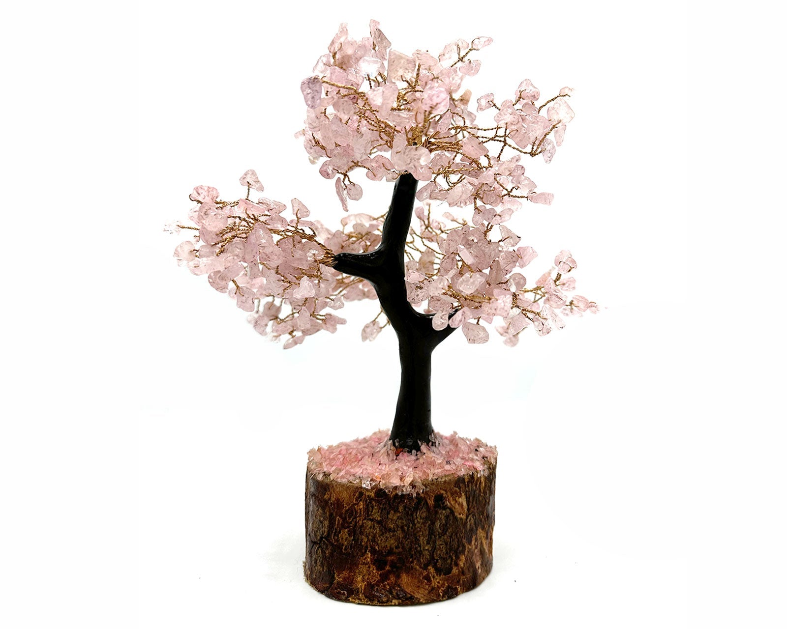Reiki Energy Charged Rose Quartz Wood Base Tree Of Life Primal Chakra