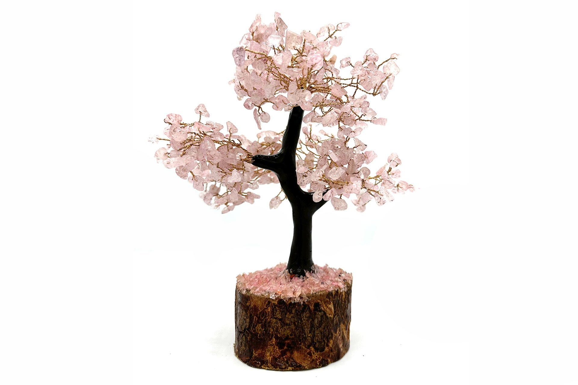 Reiki Energy Charged Rose Quartz Wood Base Tree Of Life Primal Chakra