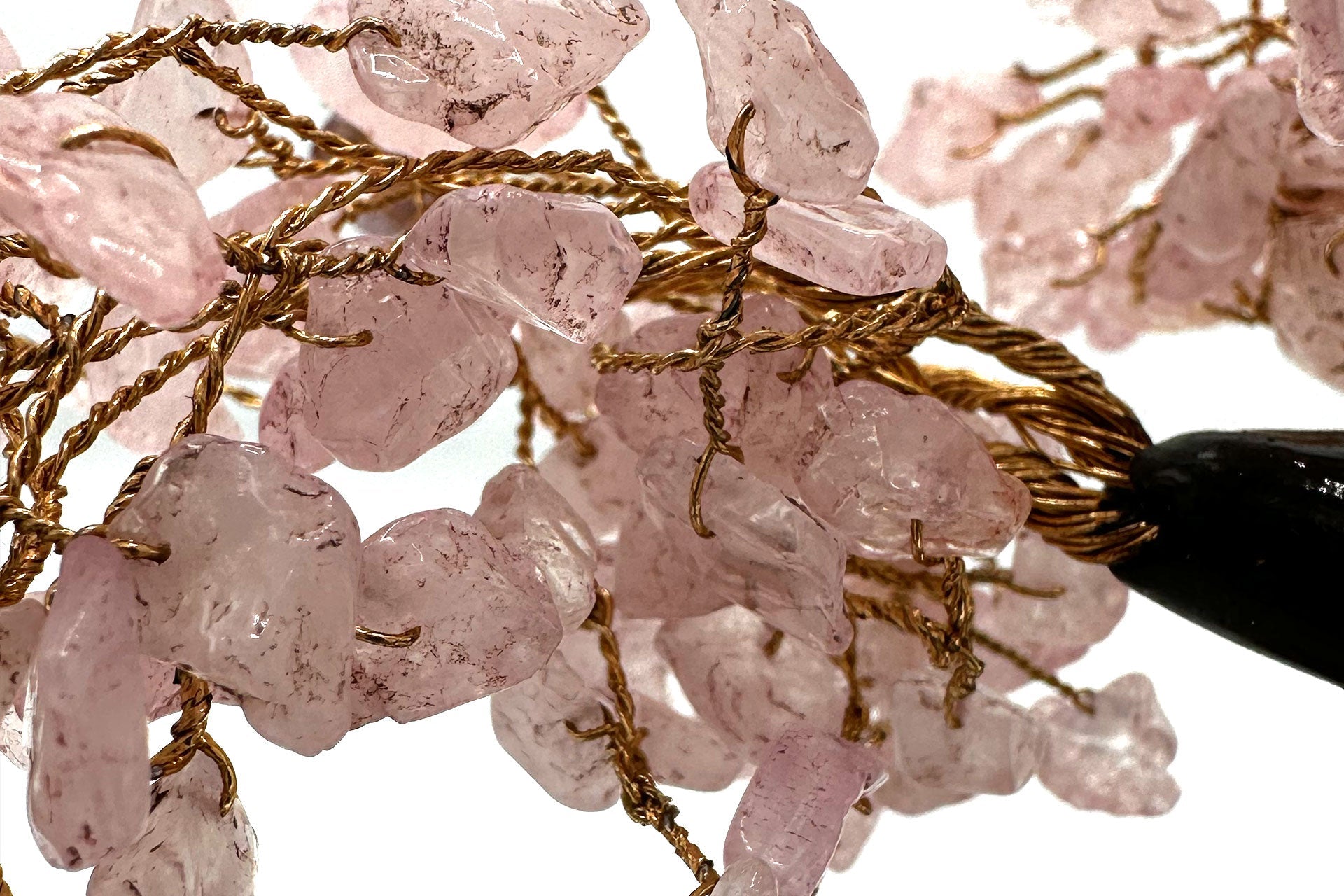 Reiki Energy Charged Rose Quartz Wood Base Tree Of Life Primal Chakra