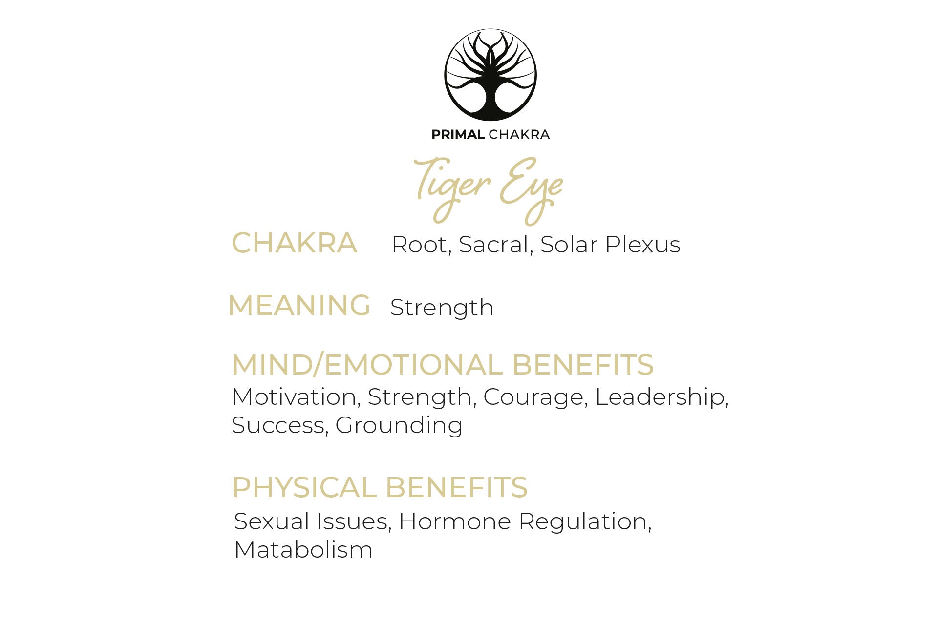 Tiger Eye Triangle Pendant with Gold Chain Primal Chakra