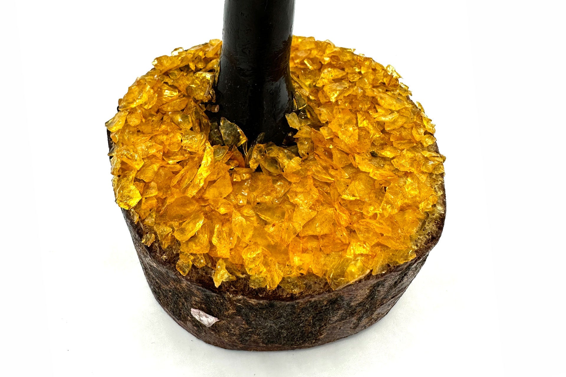 Reiki Energy Charged Yellow Citrine Wood Base Tree Of Life Primal Chakra