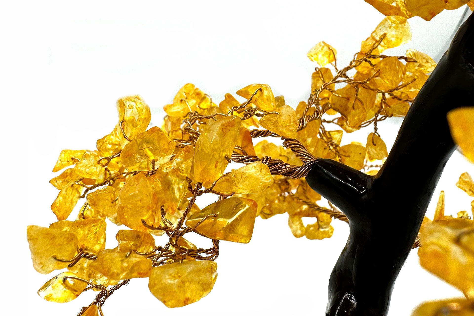 Reiki Energy Charged Yellow Citrine Wood Base Tree Of Life Primal Chakra