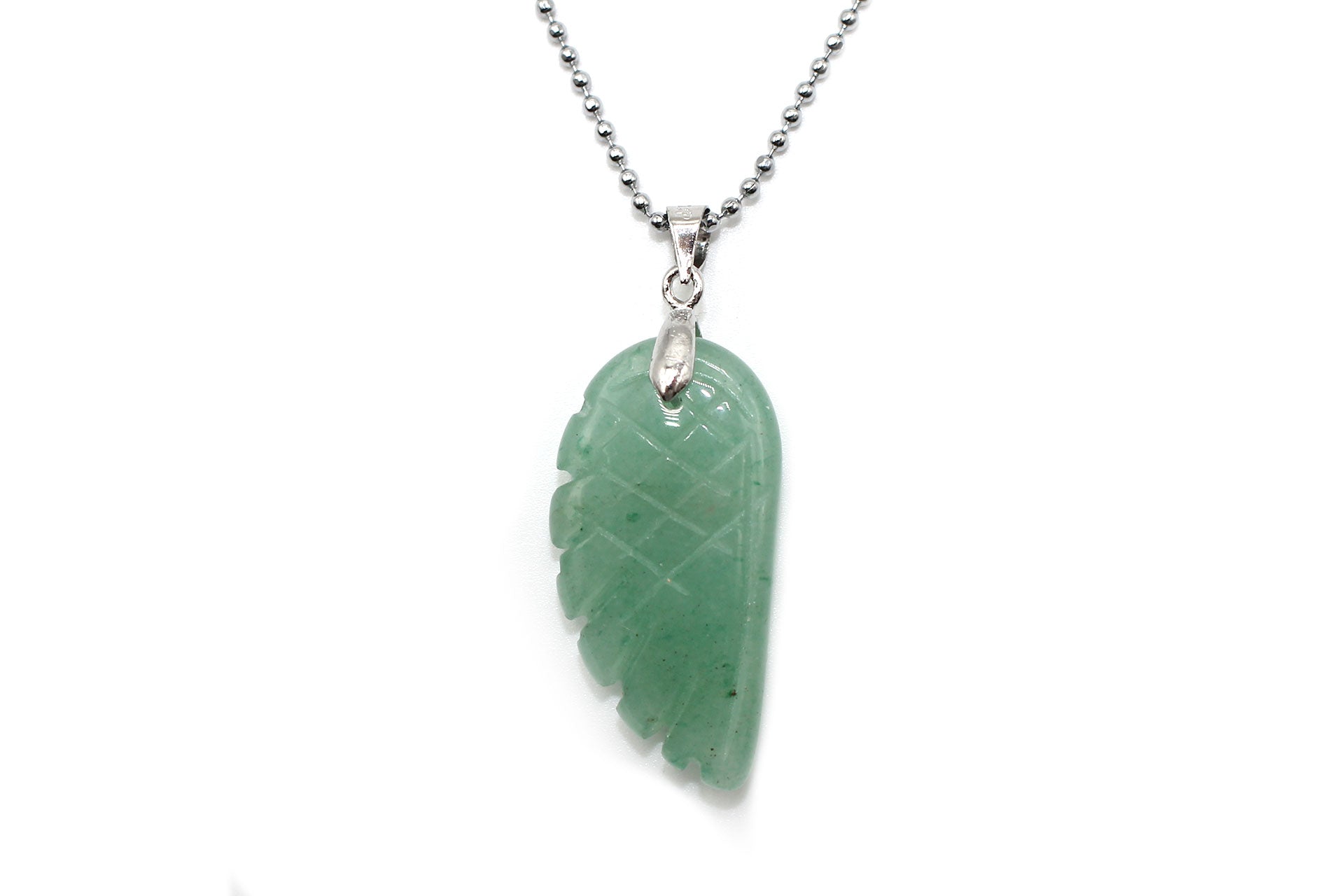 Green Aventurine Angel Wing Pendant with a Silver Chain Primal Chakra