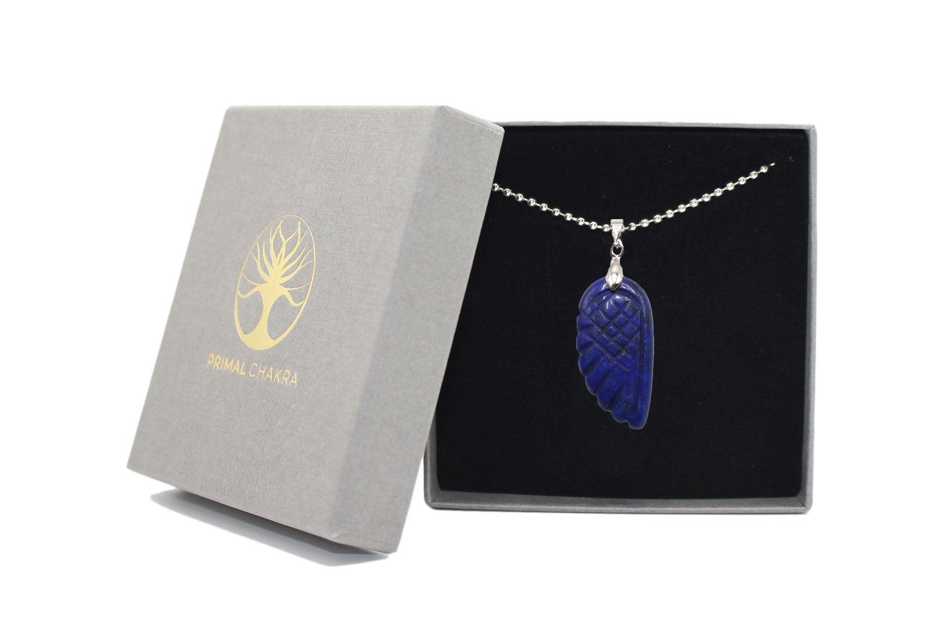 lapis lazuli Angel Wing Pendant with a Silver Chain Primal Chakra
