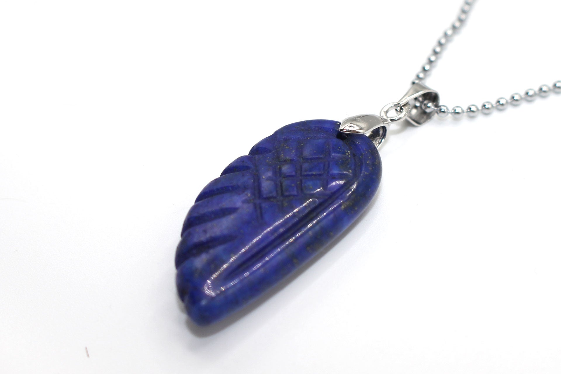 lapis lazuli Angel Wing Pendant with a Silver Chain Primal Chakra