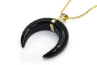 Black Agate Eclipse Moon Pendant with a Gold Chain Primal Chakra