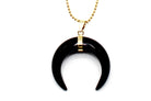 Black Agate Eclipse Moon Pendant with a Gold Chain Primal Chakra